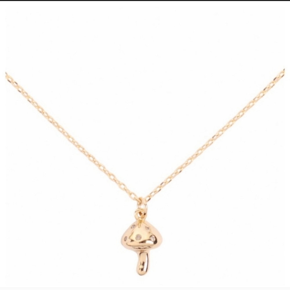 Dainty rhinestone mushroom necklace